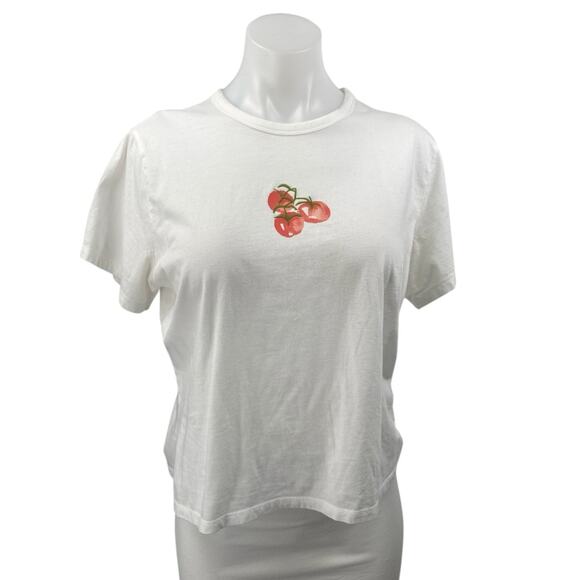 Abercrombie & Fitch Womens White Tomato Short Sleeve Sketching Tee T Shirt Top M - Picture 1 of 5